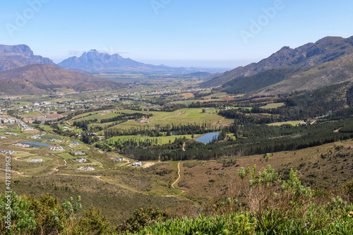 view of franschhoek valley from franschhoek pass