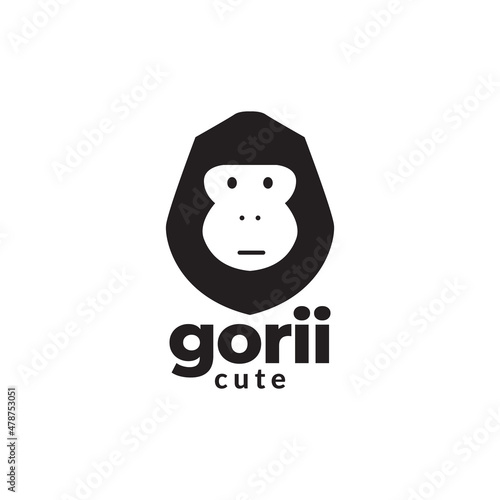 face cute gorilla flat logo design vector graphic symbol icon illustration creative idea