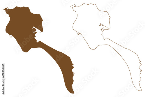 Noirmoutier island (French Republic, France) map vector illustration, scribble sketch Ile de Noirmoutier map