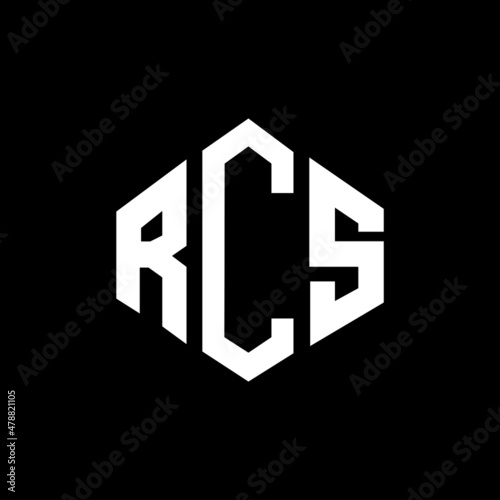RCS letter logo design with polygon shape. RCS polygon and cube shape logo design. RCS hexagon vector logo template white and black colors. RCS monogram, business and real estate logo.
