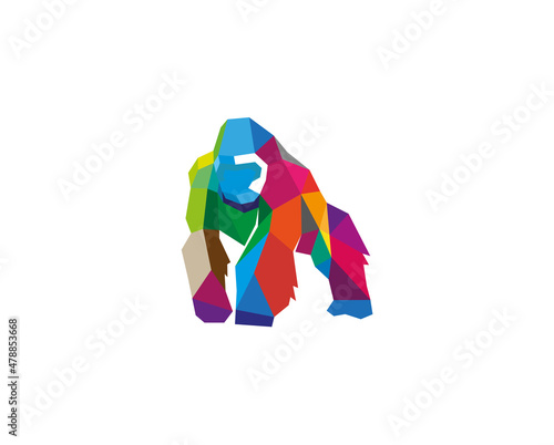creative colorful gorilla pose logo vector design symbol illustration