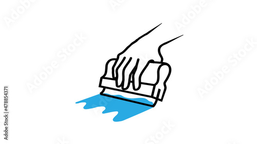 Creative Hand Press Squeegee Screen Printing Silkscreen Logo Symbol Vector illustration