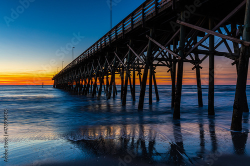 Sunrise on Second Avenue Beach and Pier, Myrtle Beach, South Carolina, USA