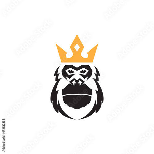 old face gorilla with crown logo design vector graphic symbol icon illustration creative idea