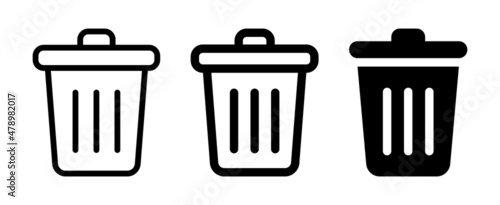 Bin icon set. Trash can symbol vector illustration.