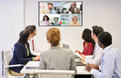 Online meeting with video conference from the business team