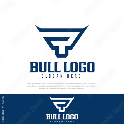 Initial PT logo, bull's head symbol, monogram design template