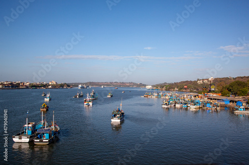 Iconic view of Mandovi river front at Panaji, Goa.