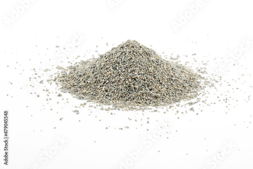 Heap of cat litter isolated on white