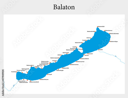 Simple overview map of the Hungarian Lake Balaton