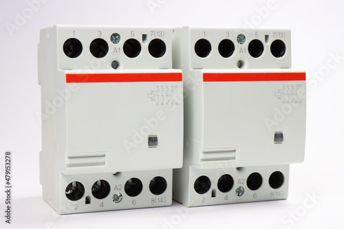 4-pole electromagnetic contactors on a white background.