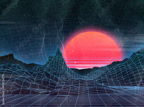 neon sunset retro futurism wallpaper