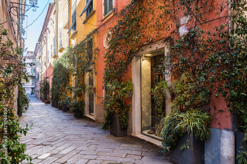 Street in Old Town Sarzana, Liguria, Italy