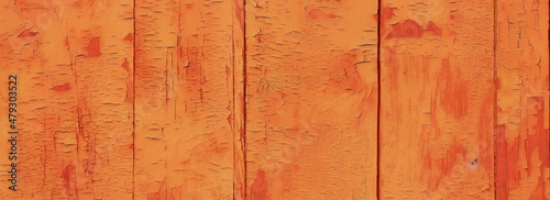 Naturalne Tło starych obdartych z farby drzwi z drewnianych desek. Brązowo rude tło. 