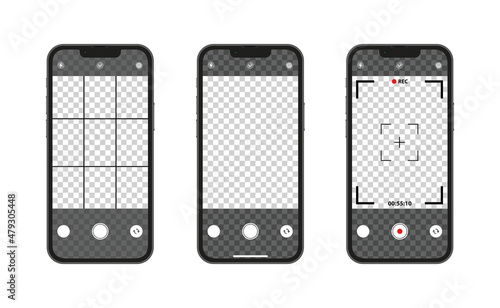 Mobile phones camera interface, vector illustration