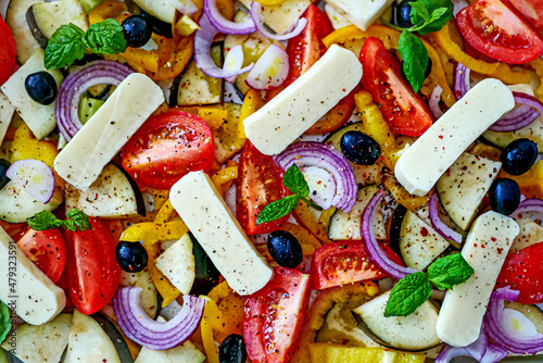 Halloumi Cheese for Baking with Vegetables on a Baking Sheet, Sheet Pan Cheese Vegetables Background