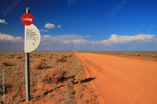 Road sign of the protected aboriginal land in Australia