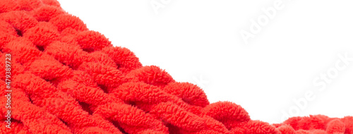 Red scarf isolated on white. Winter background.