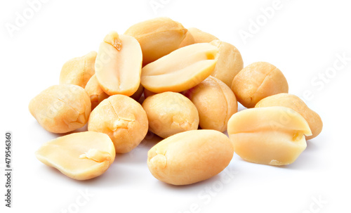 Peanut isolated. Peanuts on white background. Group of nuts. Full depth of field.
