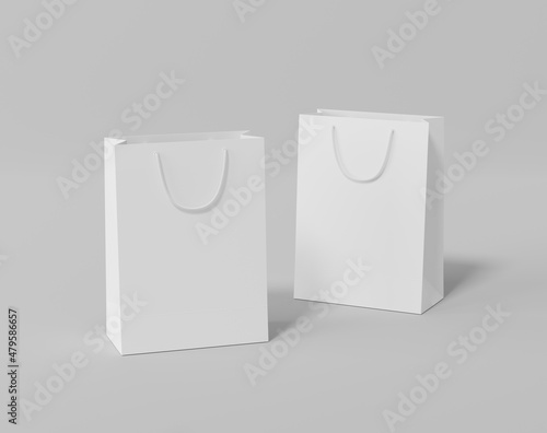 Empty shopping bag for branding, white paper bag