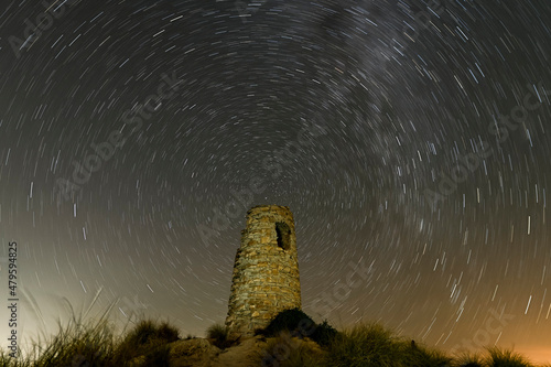 Night photography over the Canada Tower in Cortes de Baza, Granada.