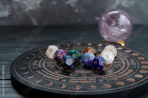 Zodiac horoscope with divination dice