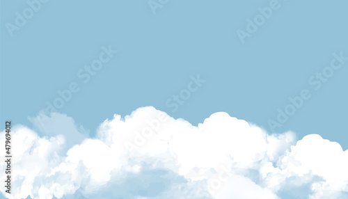 青空に雲が浮かんでるイラスト