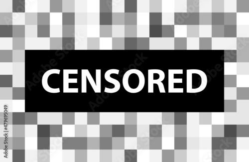 Pixel censored sign. Black censor bar concept