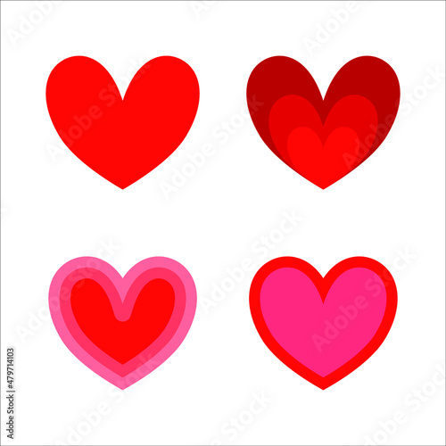 Heart shape red valentine icons