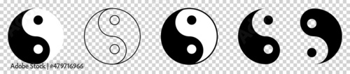 Yin Yang icon set isolated on transparent background. Vector illustration