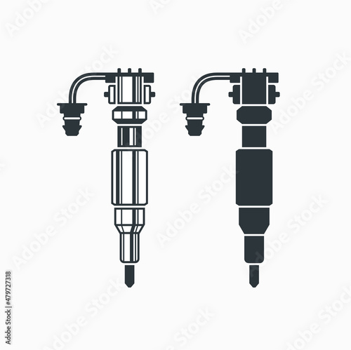 illustration of nozzle injector, auto part, vector art.