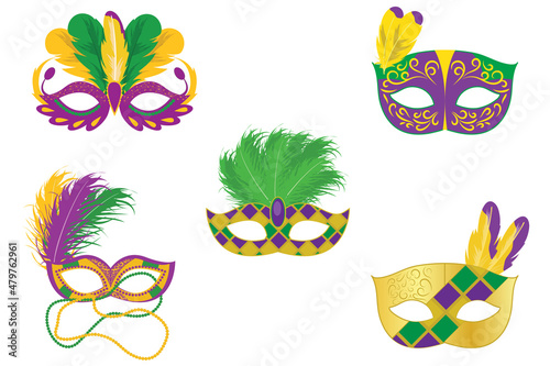 Set of Mardi Gras Masks