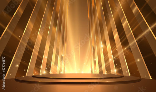 Golden scene with light rays effect