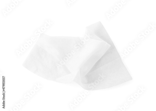 One wet wipe isolated on white, top view