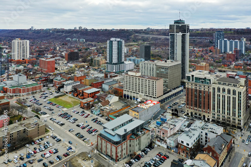 Aerial view of Hamilton, Ontario, Canada downtown in late fall