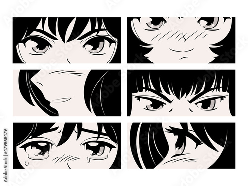set manga eyes close ups