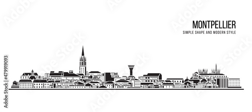 Cityscape Building Abstract Simple shape and modern style art Vector design - Montpellier city