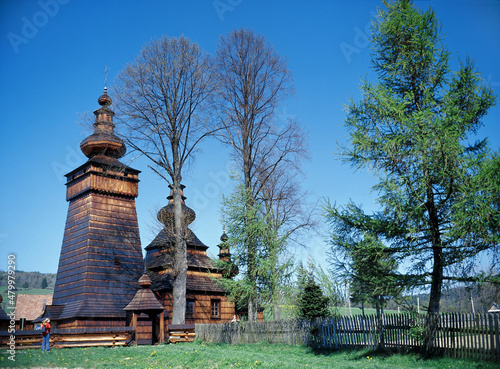 Orthodox wooden church in Kwiaton, Beskid Niski, Poland