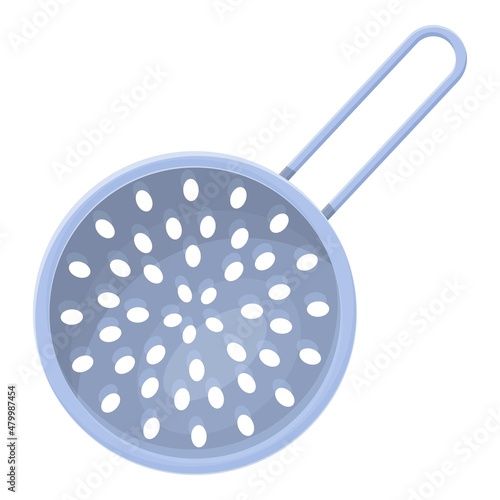 Cook colander icon cartoon vector. Kitchen sieve. Strainer pasta