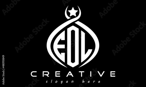 EOL three letters monogram curved oval initial logo design, geometric minimalist modern business shape creative logo, vector template