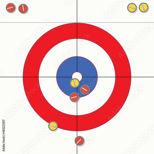 vector sport illustration of curling stones on ice