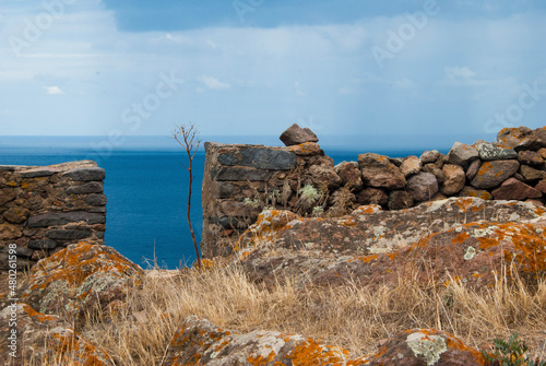ancient ruins rocks and sea 