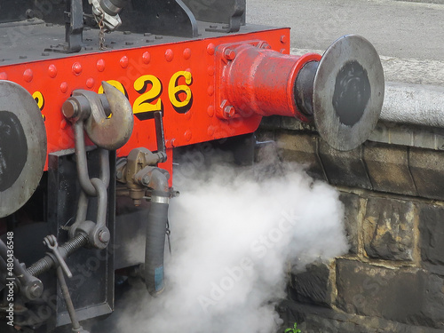 Close-up of bumpers on steam locomotive 30926 from the Schools Class. The engine, named Repton, was completed at Eastleigh, Hampshire, England in May 1934.