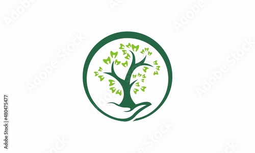 tree with dental leaf logo vector