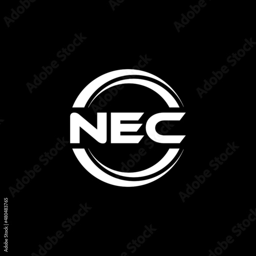 NEC letter logo design with black background in illustrator, vector logo modern alphabet font overlap style. calligraphy designs for logo, Poster, Invitation, etc.