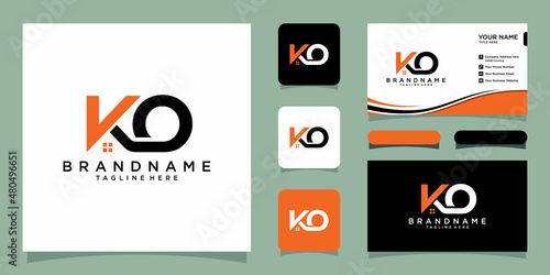 Initial KO home logo icon design vector template