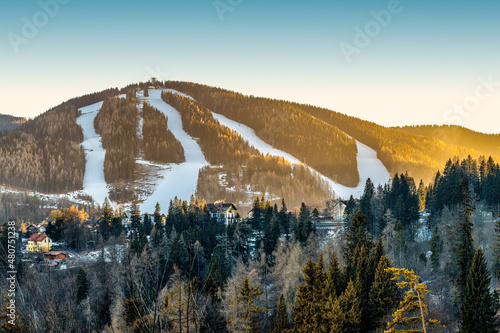 Panorama Semmering Hochstraße mit Blick auf Skigebiet