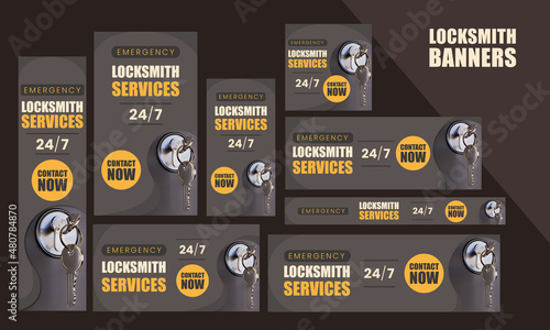 Locksmith urgency services and repairs Website banners, google ads, post and stories