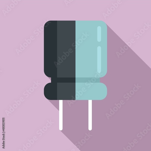 Resistance capacitor icon flat vector. Diode chip