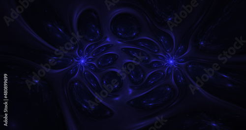 Abstract colorful background with liquid fantastic swirl. Fantastic darkblue light effect. Digital fractal art. 3d rendering.